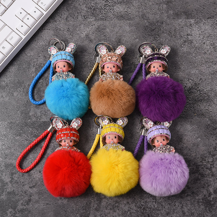 Jewelry WholesaleWholesale pendant rhinestone rex rabbit fur keychain cartoon JDC-KC-GHui005 Keychains 广汇 %variant_option1% %variant_option2% %variant_option3%  Factory Price JoyasDeChina Joyas De China