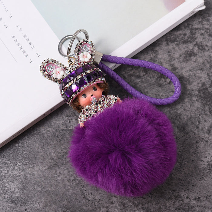 Jewelry WholesaleWholesale pendant rhinestone rex rabbit fur keychain cartoon JDC-KC-GHui005 Keychains 广汇 %variant_option1% %variant_option2% %variant_option3%  Factory Price JoyasDeChina Joyas De China