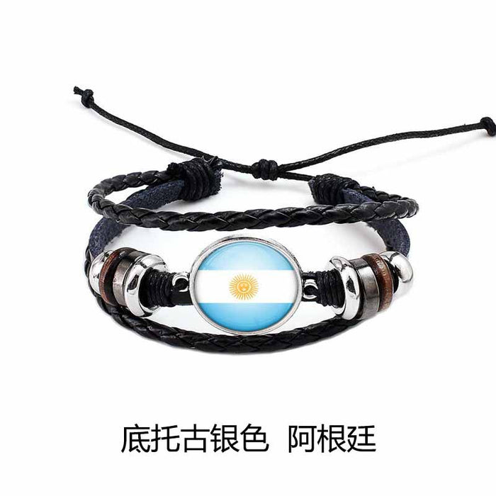 Wholesale Hand Beaded Flag Leather Cord Bracelet JDC-BT-LvY005