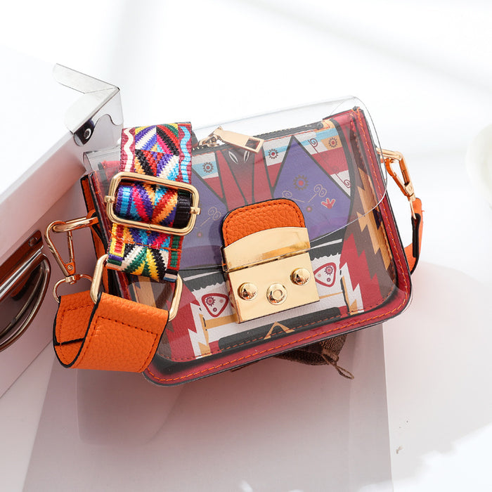 Wholesale pvc shoulder bag transparent candy color messenger bag JDC-SD-Siber002