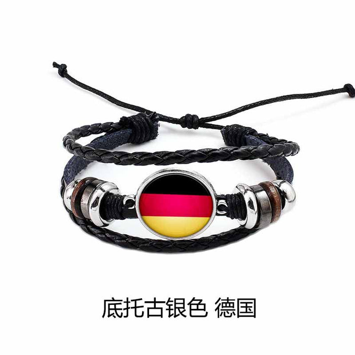 Wholesale Hand Beaded Flag Leather Cord Bracelet JDC-BT-LvY005