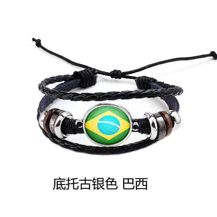 Wholesale Hand Beaded Flag Leather Cord Bracelet JDC-BT-LvY005