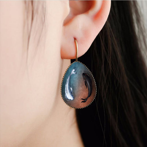 Jewelry WholesaleWholesale gossip yin yang too water drop retro earrings time gem MOQ≥2 JDC-ES-Fangt009 Earrings 芳拓 %variant_option1% %variant_option2% %variant_option3%  Factory Price JoyasDeChina Joyas De China