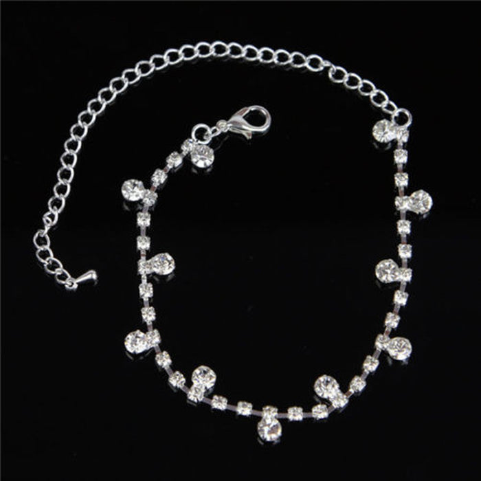 Wholesale Rhinestone Tassel Love Anklet Diamond Bow MOQ≥2 JDC-AS-HongMao002