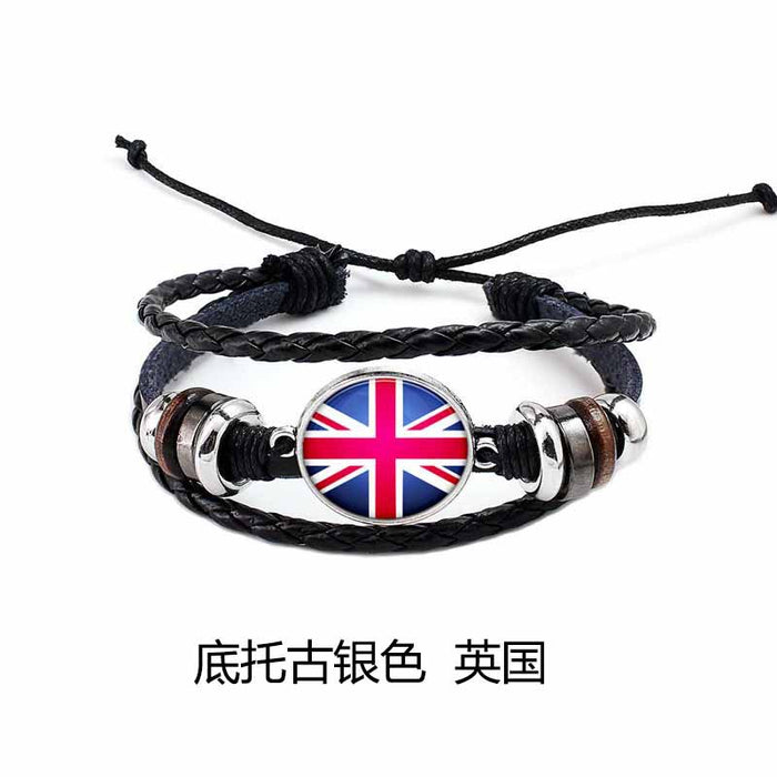 Wholesale Hand Beaded Flag Leather Cord Bracelet JDC-BT-LvY005