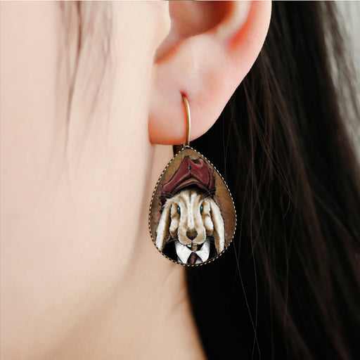 Jewelry WholesaleWholesale water drop time gem french earrings animal retro illustration MOQ≥2 JDC-ES-Fangt011 Earrings 芳拓 %variant_option1% %variant_option2% %variant_option3%  Factory Price JoyasDeChina Joyas De China