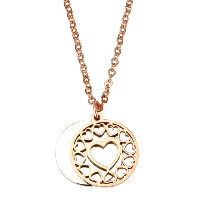 Jewelry WholesaleWholesale peach heart steel geometric hollow mother's Day Necklace JDC-NE-Mail009 Necklaces 麦伦 %variant_option1% %variant_option2% %variant_option3%  Factory Price JoyasDeChina Joyas De China