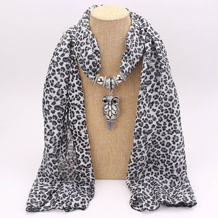 Wholesale Scarf Alloy Chiffon Leopard Headband Diamond Leopard Print JDC-SF-Longd001