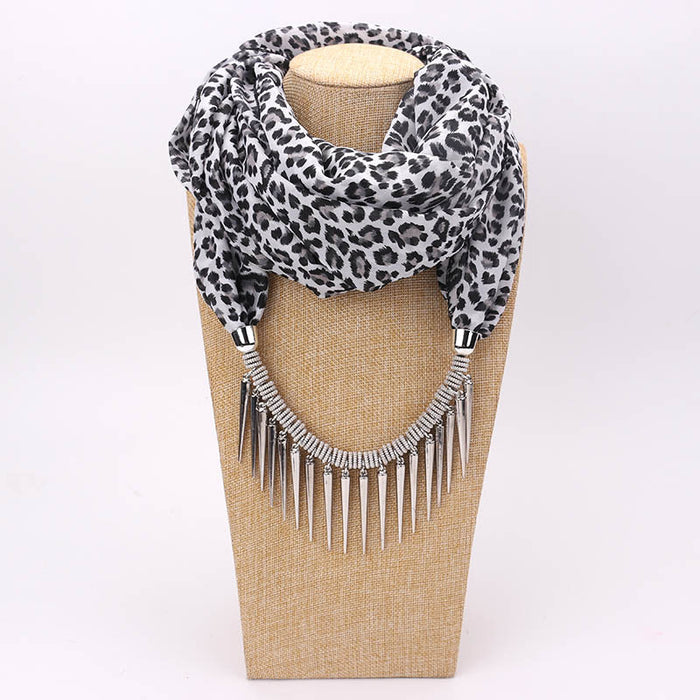 Wholesale Scarf Alloy Chiffon Leopard Headband Diamond Leopard Print JDC-SF-Longd001