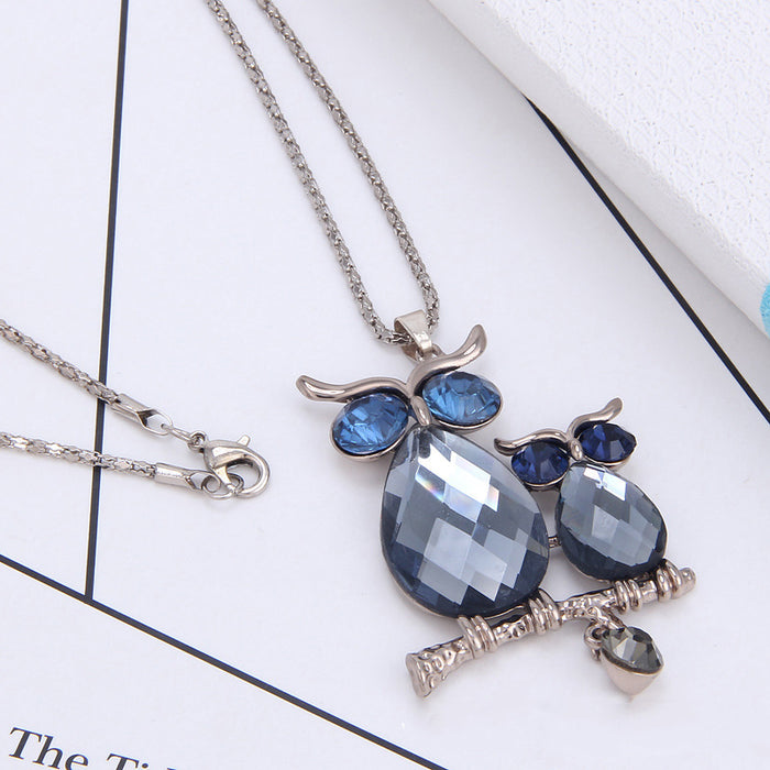 Jewelry WholesaleWholesale Sweater Chain Women Cute Owl Long Crystal Necklace JDC-NE-YouH006 Necklaces 优鸿 %variant_option1% %variant_option2% %variant_option3%  Factory Price JoyasDeChina Joyas De China