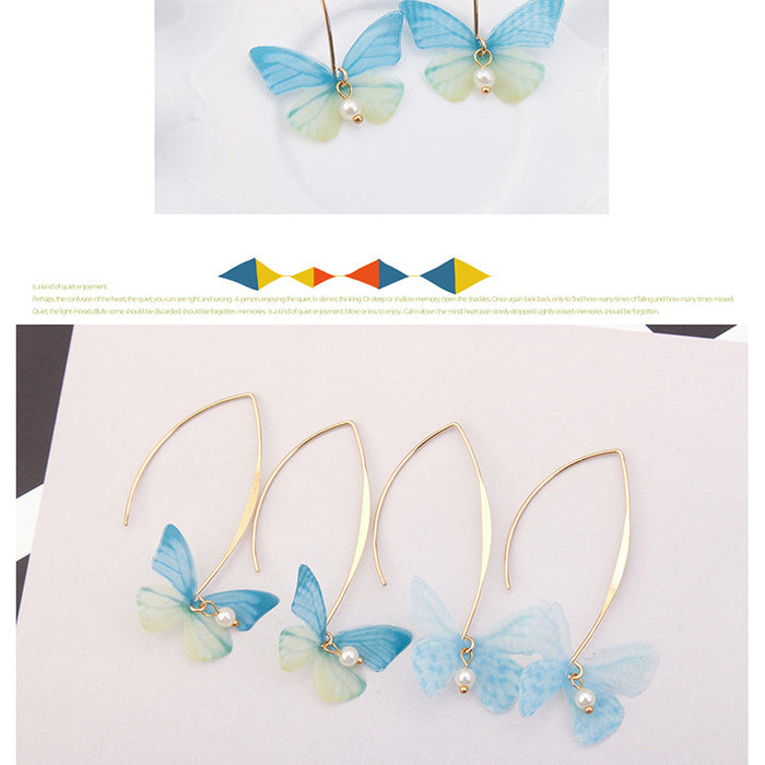 Wholesale Earrings Copper Tulle Double Butterfly Pearl Earrings JDC-ES-qz005