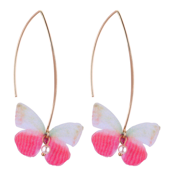 Wholesale Earrings Copper Tulle Double Butterfly Pearl Earrings JDC-ES-qz005