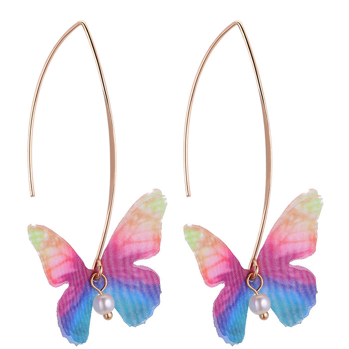 Wholesale Earrings Copper Tulle Double Butterfly Pearl Earrings JDC-ES-qz005