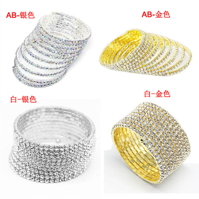 Jewelry WholesaleWholesale electroplated crystal rhinestone 10 row bracelet JDC-BT-Xins001 Bracelet 心饰 %variant_option1% %variant_option2% %variant_option3%  Factory Price JoyasDeChina Joyas De China