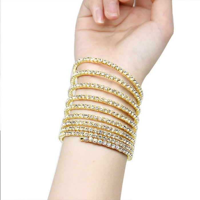 Jewelry WholesaleWholesale electroplated crystal rhinestone 10 row bracelet JDC-BT-Xins001 Bracelet 心饰 %variant_option1% %variant_option2% %variant_option3%  Factory Price JoyasDeChina Joyas De China