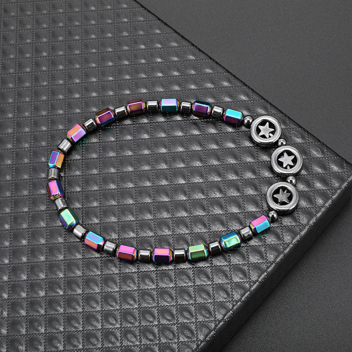 Wholesale Handmade Circle Magnetic Black Stone Electroplating Beach Anklet JDC-AS-LanGuan001