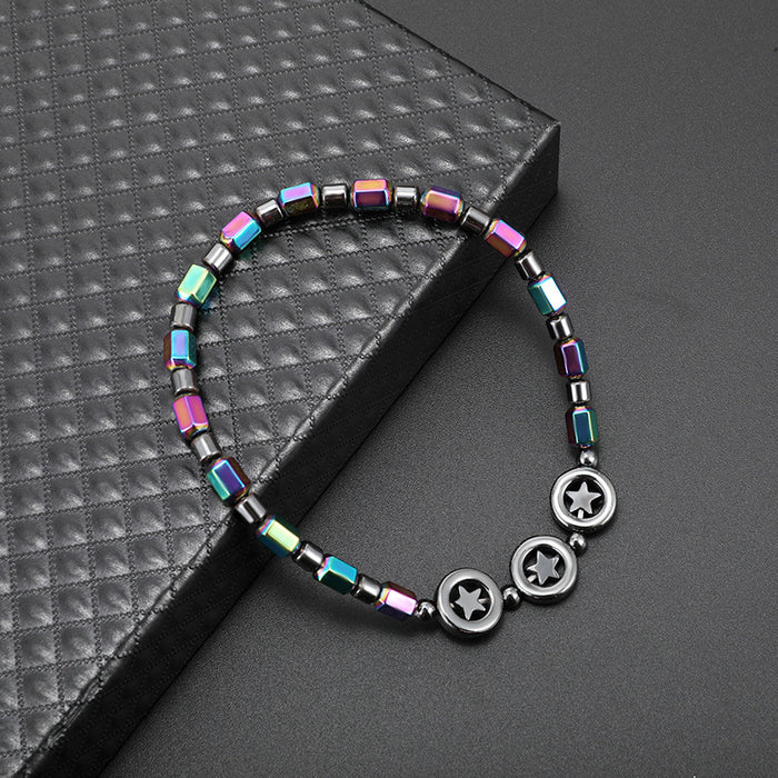 Wholesale Handmade Circle Magnetic Black Stone Electroplating Beach Anklet JDC-AS-LanGuan001