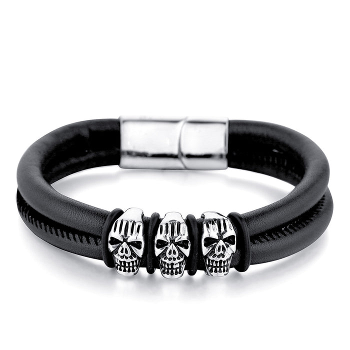 Wholesale Bracelet Titanium Steel Skull Braided Belt Men's Bracelet MOQ≥2 JDC-BT-HaiT003