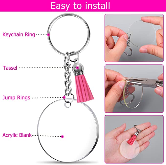 Wholesale Blank Keychains  Handmade DIY Acrylic Blank Keychains 200pcs/set MOQ≥2 JDC-KC-CYing001