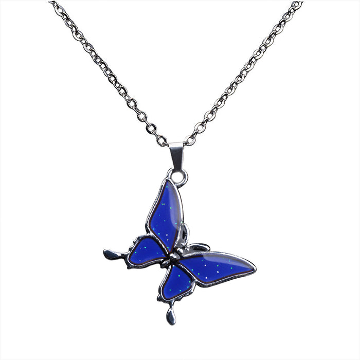 Wholesale Stainless Steel Chain Thermochromic Butterfly Necklace JDC-NE-LA001