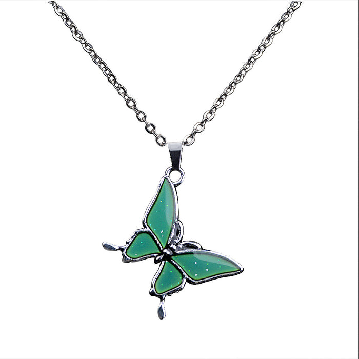 Wholesale Stainless Steel Chain Thermochromic Butterfly Necklace JDC-NE-LA001