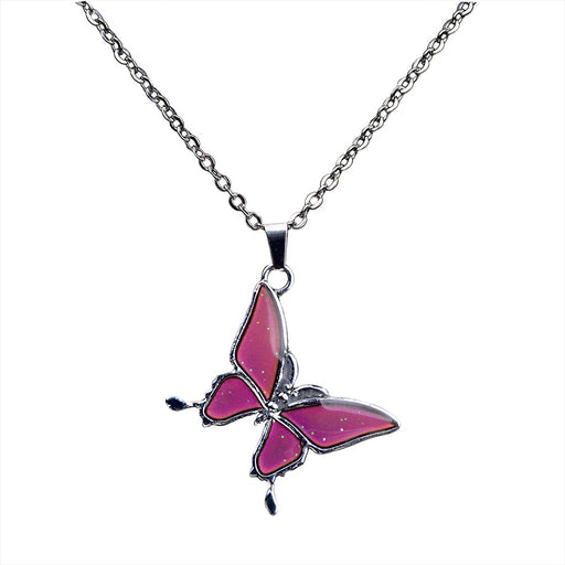 Jewelry WholesaleWholesale Stainless Steel Chain Thermochromic Butterfly Necklace JDC-NE-LA001 Necklaces 蓝昂 %variant_option1% %variant_option2% %variant_option3%  Factory Price JoyasDeChina Joyas De China