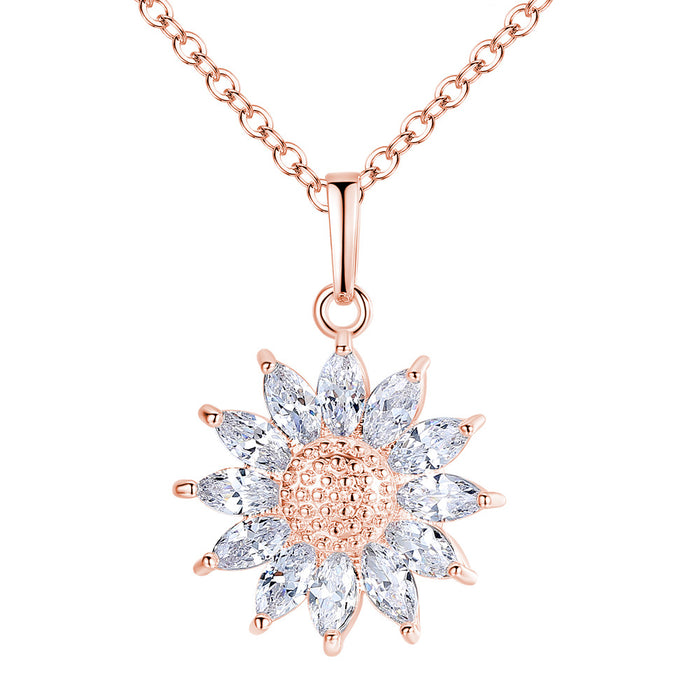 Jewelry WholesaleWholesale Zircon Sunflower Copper Necklace JDC-NE-BeiF001 Necklaces 贝芙 %variant_option1% %variant_option2% %variant_option3%  Factory Price JoyasDeChina Joyas De China