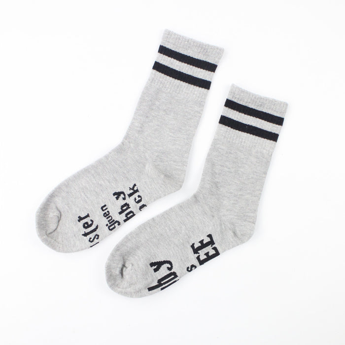 Wholesale Sock Nylon Medium Tube Text Antibacterial Sweat Absorb JDC-SK-YMS011