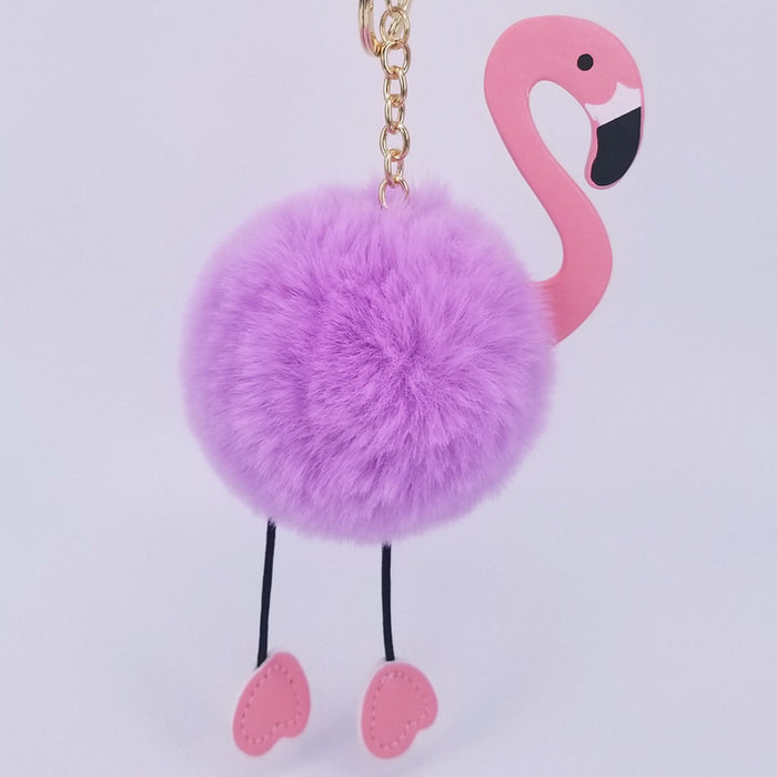 Jewelry WholesaleWholesale imitation Rex rabbit hair Flamingo key chain MOQ ≥ 10 JDC-KC-YZ006 Keychains 永泽 %variant_option1% %variant_option2% %variant_option3%  Factory Price JoyasDeChina Joyas De China