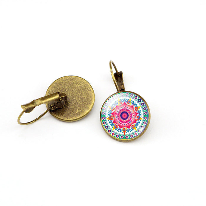 Wholesale Mandala Flower Time Gemstone French Hook Earrings JDC-ES-Songx037