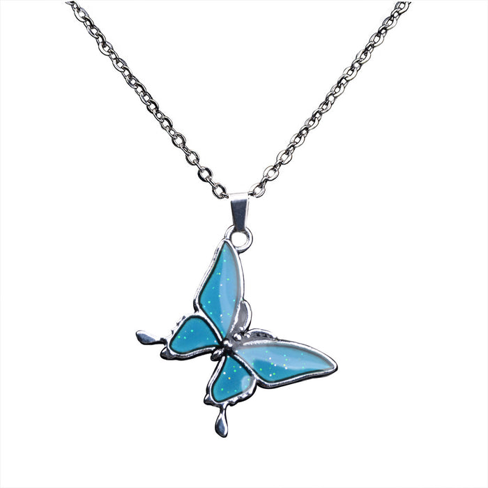 Wholesale Stainless Steel Chain Thermochromic Butterfly Necklace JDC-NE-LA001