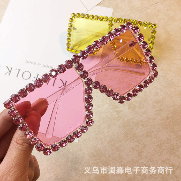 Jewelry WholesaleWholesale heavy metal large square frame diamond color lens sunglasses JDC-SG-GuiM008 Sunglasses 闺淼 %variant_option1% %variant_option2% %variant_option3%  Factory Price JoyasDeChina Joyas De China