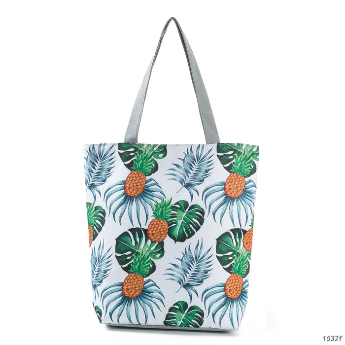 Jewelry WholesaleWholesale fruit print turtle back leaf pineapple beach canvas bag  JDC-BB-Mobiao001 Beach Bag 莫表 %variant_option1% %variant_option2% %variant_option3%  Factory Price JoyasDeChina Joyas De China