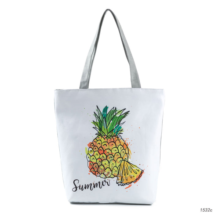 Jewelry WholesaleWholesale fruit print turtle back leaf pineapple beach canvas bag  JDC-BB-Mobiao001 Beach Bag 莫表 %variant_option1% %variant_option2% %variant_option3%  Factory Price JoyasDeChina Joyas De China