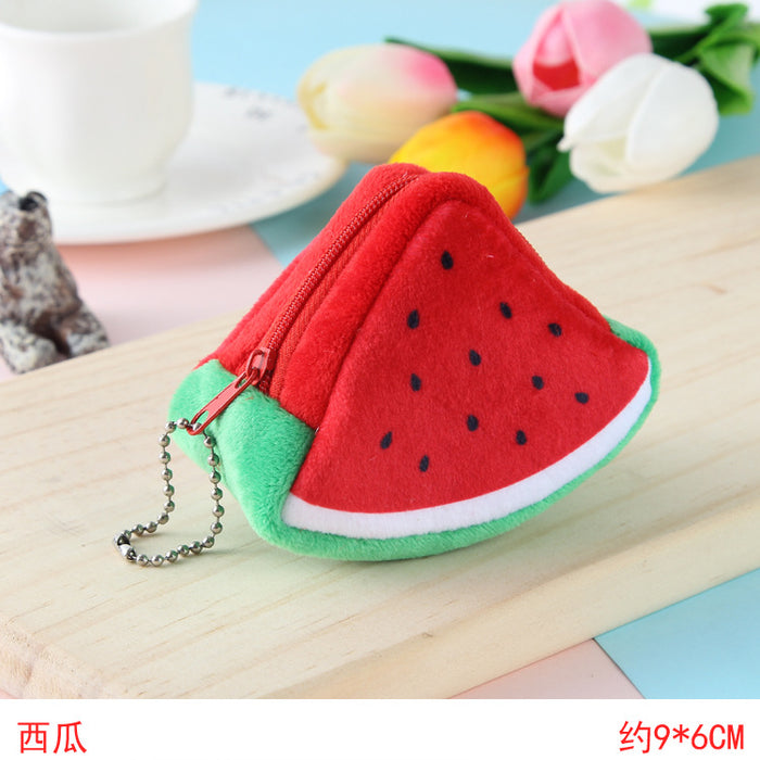 Wholesale Cartoon Kids Festive Plush Fruit Coin Purse Keychain JDC-KC-RanJ001