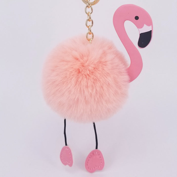 Jewelry WholesaleWholesale imitation Rex rabbit hair Flamingo key chain MOQ ≥ 10 JDC-KC-YZ006 Keychains 永泽 %variant_option1% %variant_option2% %variant_option3%  Factory Price JoyasDeChina Joyas De China