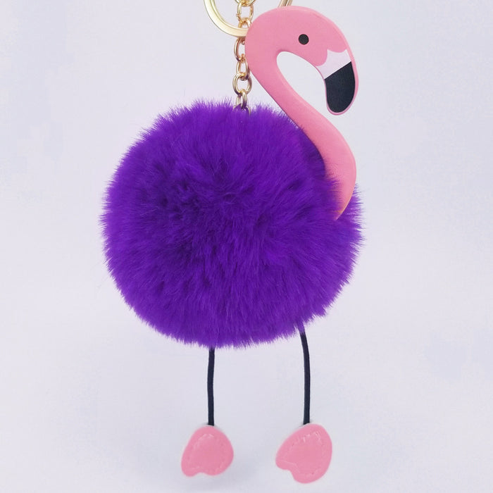 Jewelry WholesaleWholesale imitation Rex rabbit hair Flamingo key chain MOQ ≥ 10 JDC-KC-YZ006 Keychains 永泽 %variant_option1% %variant_option2% %variant_option3%  Factory Price JoyasDeChina Joyas De China