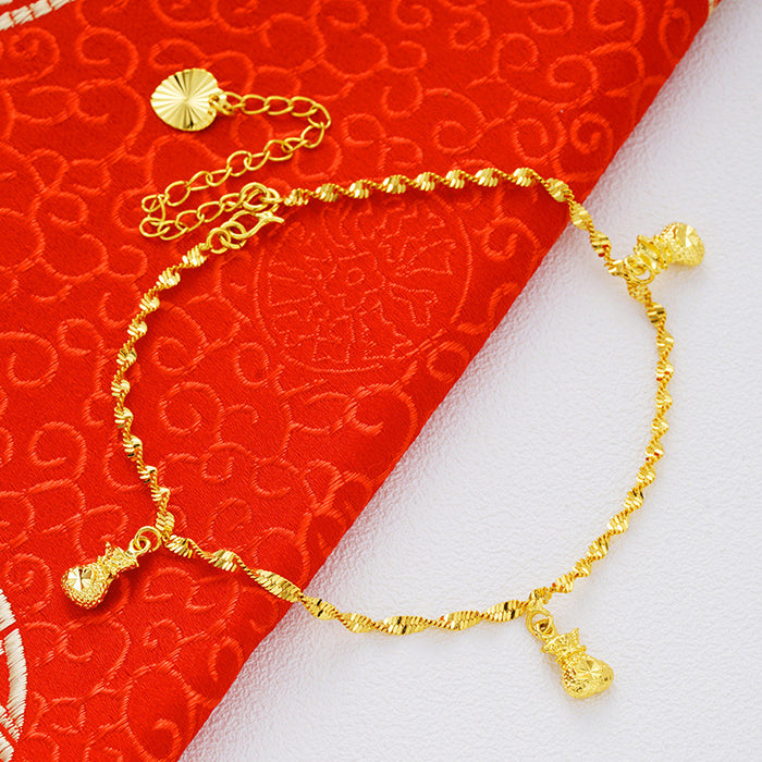 Jewelry WholesaleWholesale brass plated 24K gold bell double-layer Anklet JDC-AS-Xsj001 Anklet 鑫饰界 %variant_option1% %variant_option2% %variant_option3%  Factory Price JoyasDeChina Joyas De China