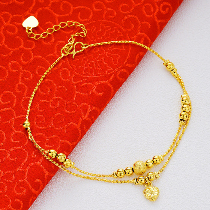 Jewelry WholesaleWholesale brass plated 24K gold bell double-layer Anklet JDC-AS-Xsj001 Anklet 鑫饰界 %variant_option1% %variant_option2% %variant_option3%  Factory Price JoyasDeChina Joyas De China