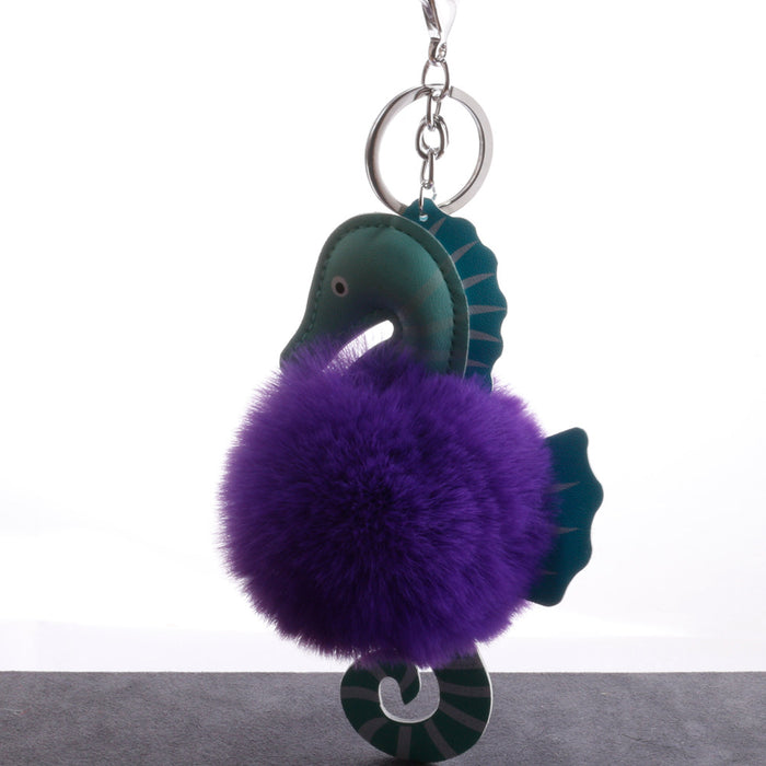 Jewelry WholesaleWholesale Hippocampus Plush Doll Hair Ball Keychain MOQ≥2 JDC-KC-QiShi032 Keychains 奇释 %variant_option1% %variant_option2% %variant_option3%  Factory Price JoyasDeChina Joyas De China