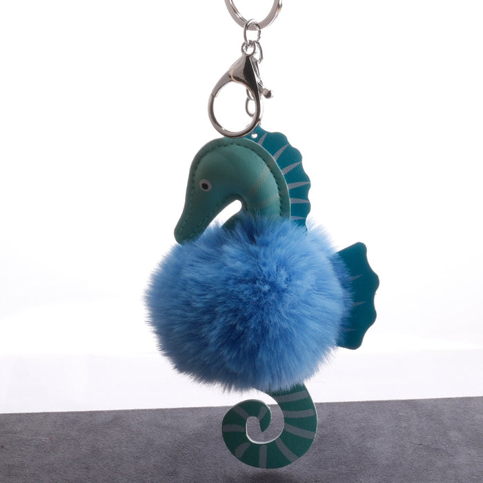 Jewelry WholesaleWholesale Hippocampus Plush Doll Hair Ball Keychain MOQ≥2 JDC-KC-QiShi032 Keychains 奇释 %variant_option1% %variant_option2% %variant_option3%  Factory Price JoyasDeChina Joyas De China