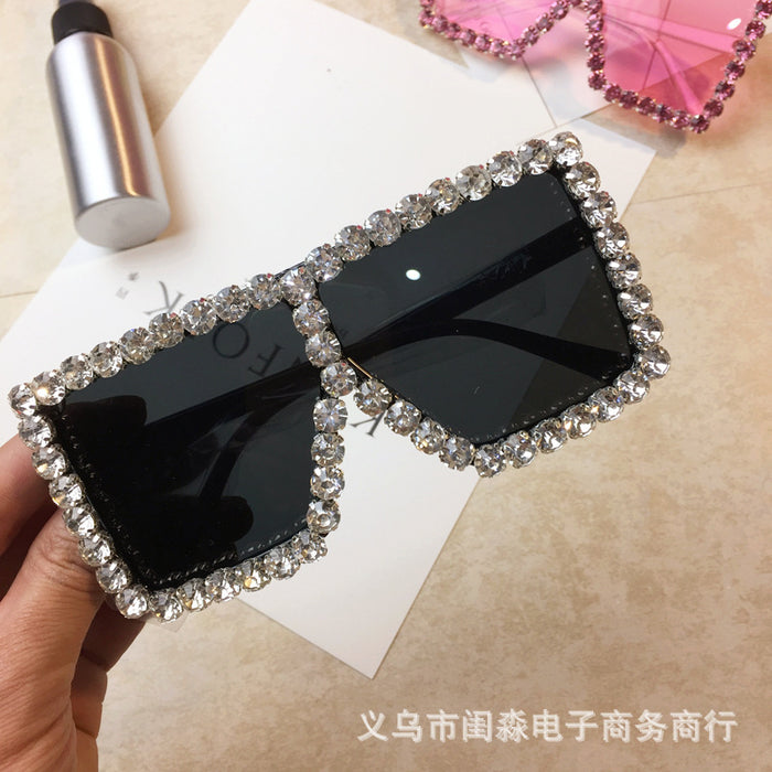 Jewelry WholesaleWholesale heavy metal large square frame diamond color lens sunglasses JDC-SG-GuiM008 Sunglasses 闺淼 %variant_option1% %variant_option2% %variant_option3%  Factory Price JoyasDeChina Joyas De China