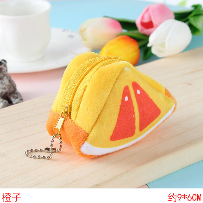 Wholesale Cartoon Kids Festive Plush Fruit Coin Purse Keychain JDC-KC-RanJ001