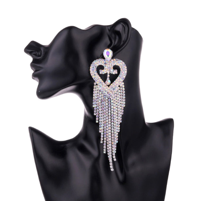 Jewelry WholesaleWholesale Heart Fringe Earrings AB Colored Diamond Exaggerated JDC-ES-Xins007 Earrings 心饰 %variant_option1% %variant_option2% %variant_option3%  Factory Price JoyasDeChina Joyas De China