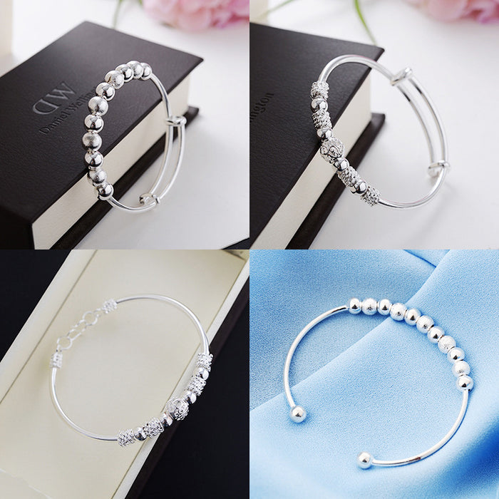 Wholesale Copper Silver Plated S Buckle Bracelet Nine Beads Simple Versatile Student Bracelet JDC-BT-KaY003