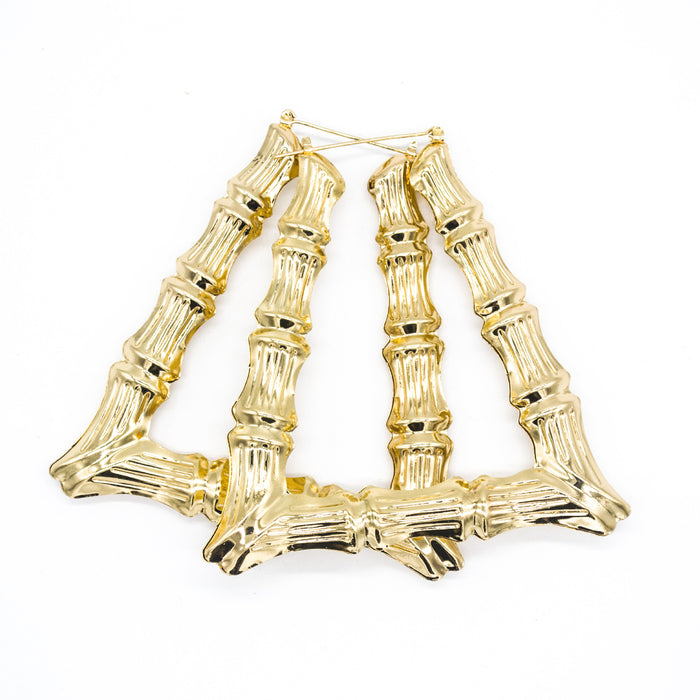 Wholesale Bamboo Earrings Exaggerated Gold Hoop JDC-ES-Ruol020