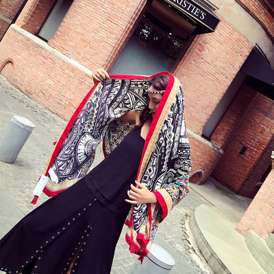 Wholesale Scarf Thick Cotton Twill Sun Protection Shawl MOQ≥2 JDC-SS-Zhitao003