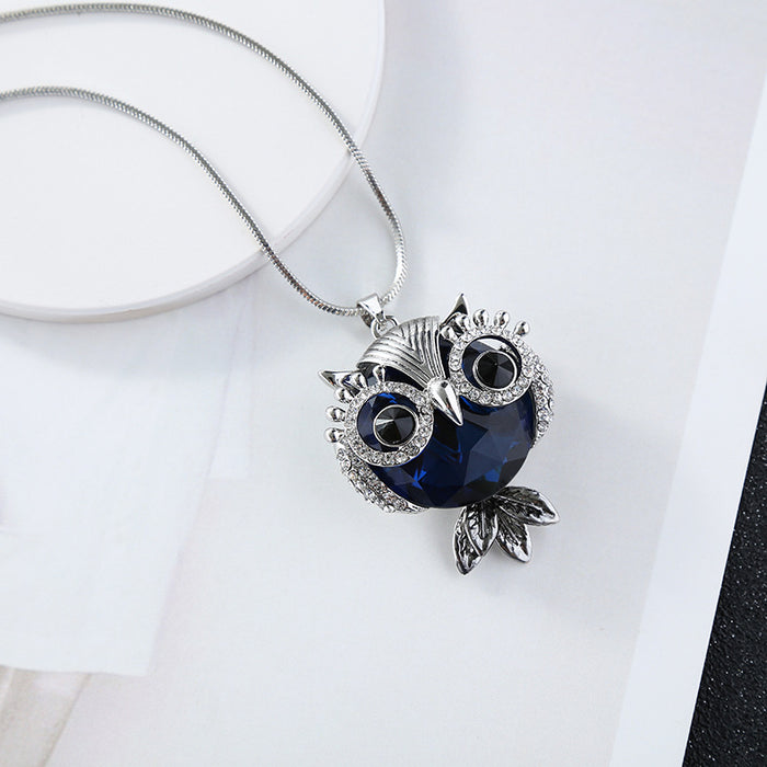 Jewelry WholesaleWholesale cartoon cute personality owl crystal diamond long necklace JDC-NE-YouH007 Necklaces 优鸿 %variant_option1% %variant_option2% %variant_option3%  Factory Price JoyasDeChina Joyas De China