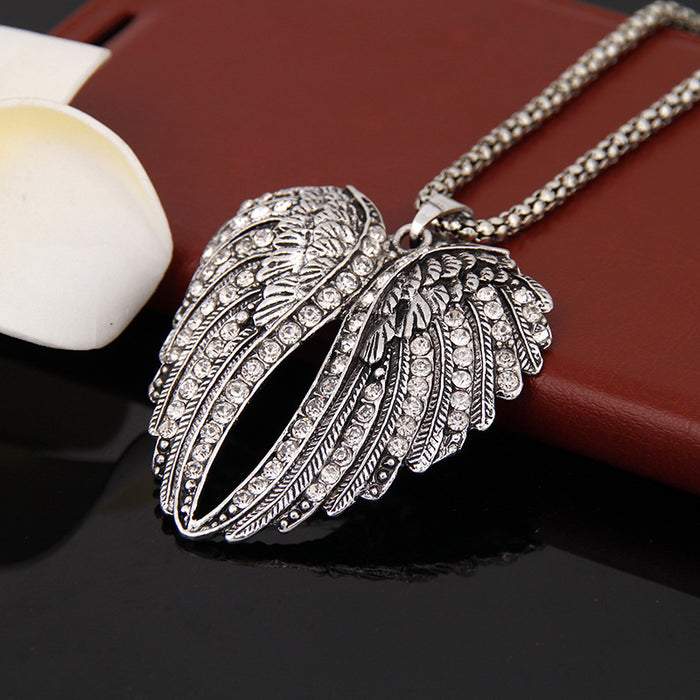 Wholesale Alloy Diamond Heart Wings Necklace MOQ≥3 JDC-NE-YouH014