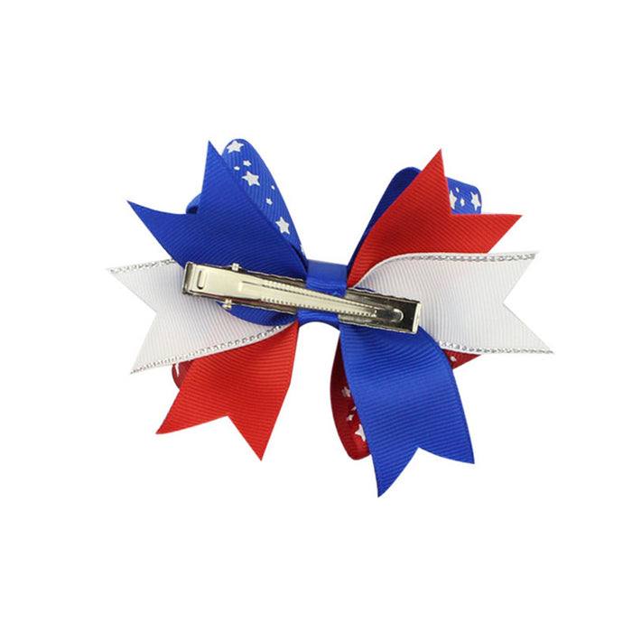 Wholesale 4th of July Independence Day Hot Sale Hair Accessories Kids Bow Hair Clips MOQ≥2  JDC-HC-HaoC003